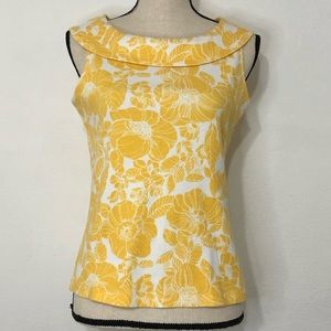 Rafaella Sleeveless Cotton Yellow Floral Print Top Medium